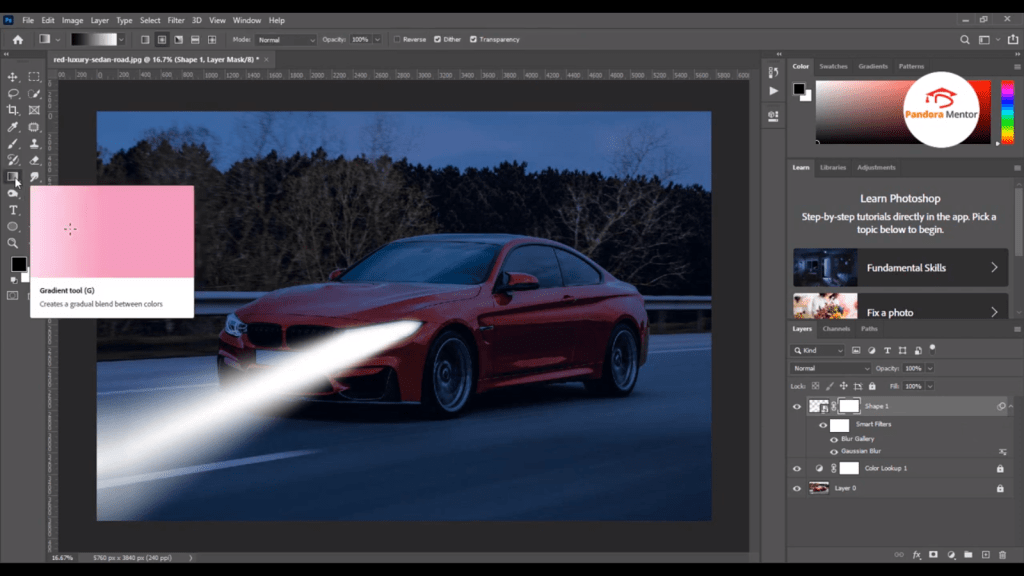 turn ON Car Headlights Photoshop