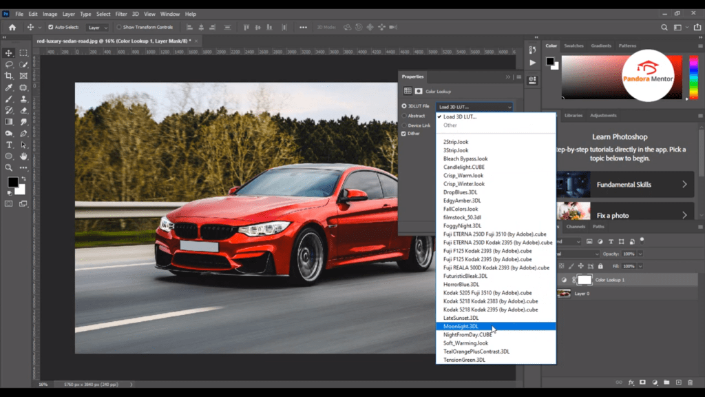 turn ON Car Headlights Photoshop