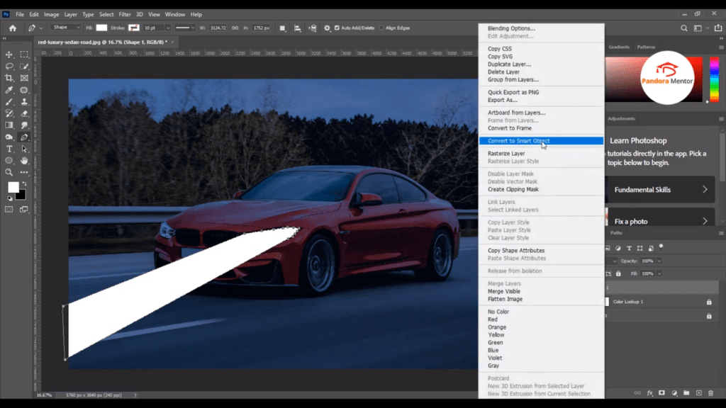 turn ON Car Headlights Photoshop