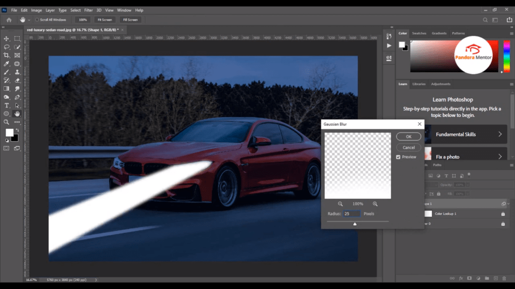 turn ON Car Headlights Photoshop